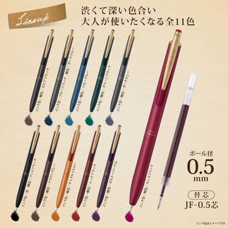 Zebra Technologies Zebra Gel Ballpoint Pen, Sarasa Grand 0.5mm Vintage Color, Brown Gray (P-JJ56-VEG) - Image 2